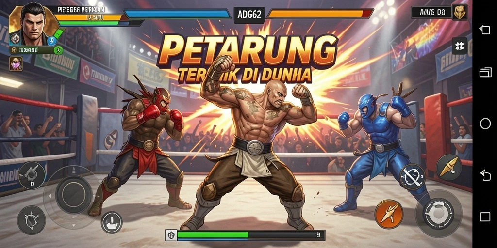 Gameplay ADG62 menampilkan pertarungan seru dengan karakter unik.