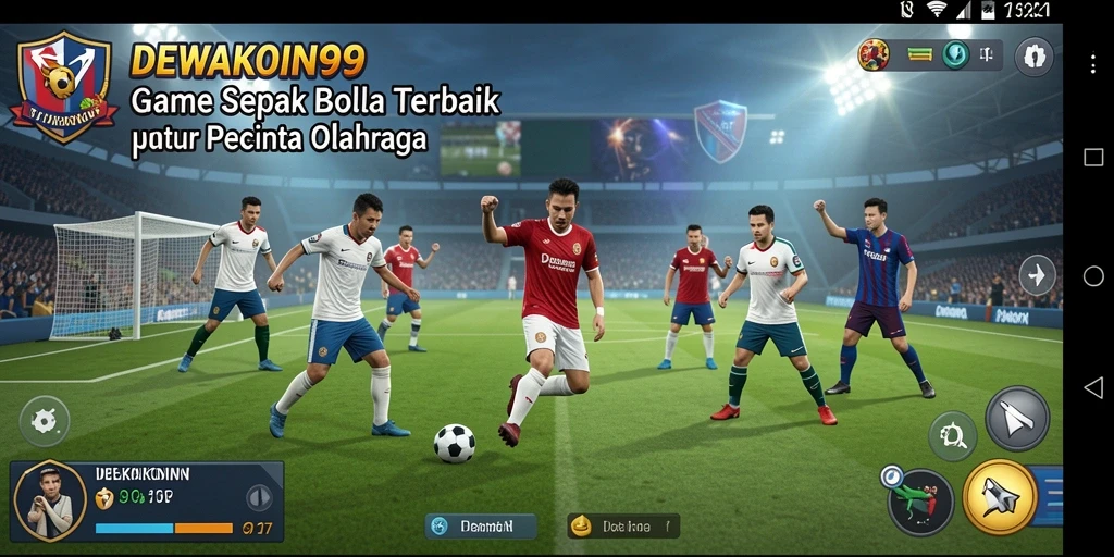 Tampilan gameplay menarik di DEWAKOIN99 dengan aksi sepak bola yang seru.