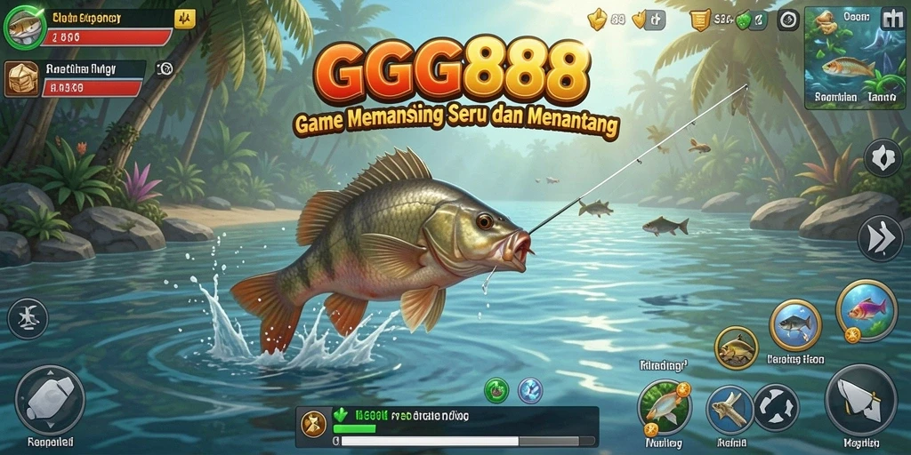 Screenshot GGG888 yang menampilkan gameplay memancing yang seru.