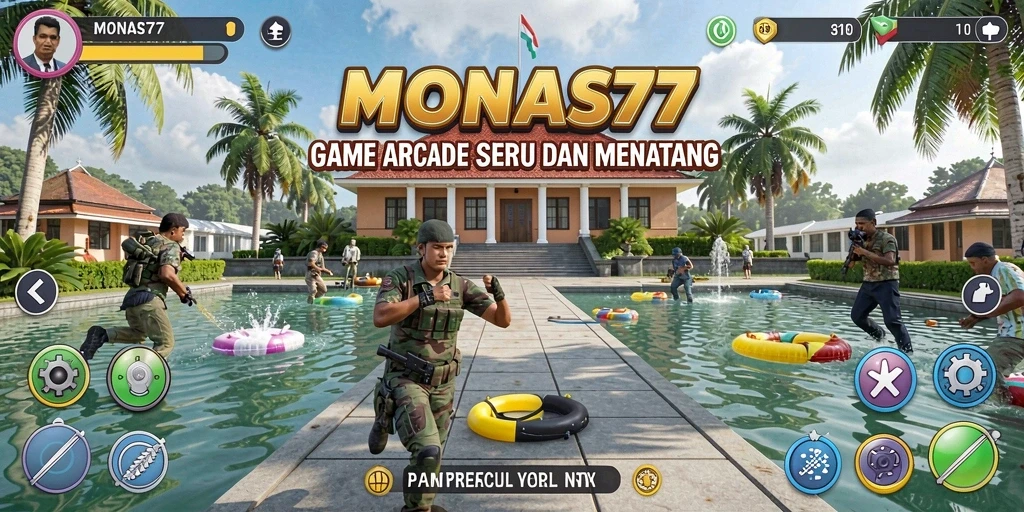 Screenshot gameplay menunjukkan aksi seru di MONAS77.