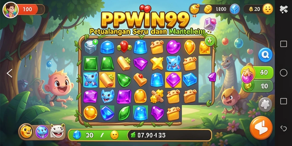 Tangkapan layar menunjukkan aksi permainan Match-3 yang memukau.