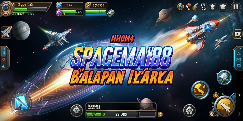 Tangkapan layar permainan SPACEMAN88 menunjukkan balapan luar angkasa yang intens.