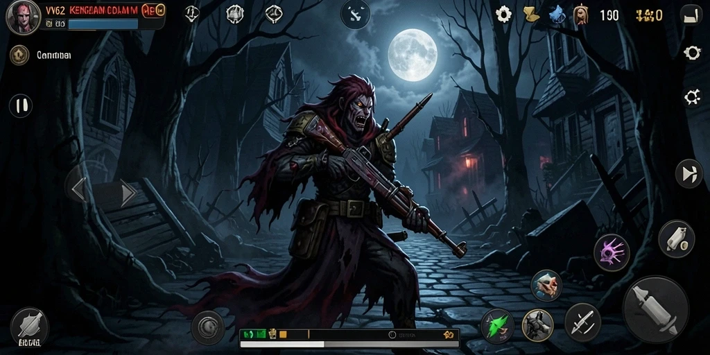 Screenshot gameplay VV62 menampilkan suasana mencekam dengan elemen horor yang mendalam.